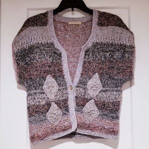 Wide Short Sleeve Knit Cardigan Sweater From Japan